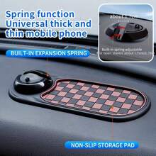 Multifunction Car Anti-Slip Mat, Rotatable Anti Skid Car Dashboard Pad With Temporary Parking Number, Universal Car Anti Slip Mat With Phone Holder For Phones Sunglasses Keys Gadget