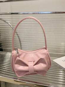 1pc Sweet PU Bow Handbag Shoulder Bag, Casual & Fashionable Solid Color Small Bag, Meets All-Match Storage Needs, Multiple Colors Available, Exquisite & Versatile, Suitable For Daily Travel, Shopping, Photography, All Seasons, Great Gift For Teenagers - Bow Handbag - View 8