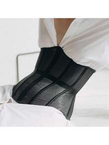 1pc Women's Tight Mesh Sheer Waist Cincher, Black Sexy See-Through Corset Can Be Worn Outerwear Halloween Costume - 黑色 - 查看 5