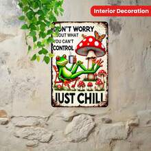 1件装放松青蛙蘑菇维纳斯金属标牌 - 家居、房间、咖啡馆和餐厅励志金属墙饰 - 室内装饰铁艺海报，独特节日礼物，随机孔眼款式 - 彩色 - 查看 4