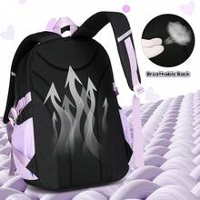 Girls' Backpacks, Grades 1-5, School Backpack For Girls With Cute Coin Pocket, Casual Backpack For Teens And Kids, Ideal For School And Travel, Purple/Black - 黑色 - 查看 6