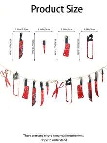 1 Set (1 Pieza con 12 Cuchillos) Pancarta, Decoración de Fiesta de Halloween de PVC Pancarta Sangrienta, Decoración de Guirnalda de Terror, Suministros de Decoración de Tema de Película de Terror para Cumpleaños, Carnaval y Prop de Horror