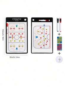Basketball & Soccer Coaching Board Coaches Tactics Clipboard Kit, Ice Hockey Volleyball Portable Strategy Board, PU Leather Cover Dry-Erase Strategy Magnetic Clipboard With NotePage