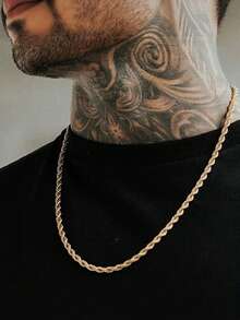 MONALLY 18K 镀金嘻哈时髦长链项链 1 件男孩项链不锈钢首饰最佳朋友礼物日常装饰西式风格（链节数量随机）