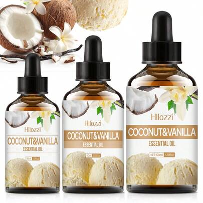 Hllozzi Vanilla Essential Oil, Fragrance, Long-Lasting Scent, Plant Essential Oil, Fragrance Oil, Humidifier, Diffuser, Aroma Stone, Multi-Purpose Essential Oil