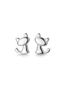 1 Pair Fashionable S925 Sterling Silver Cute Cat Stud Earrings, Versatile For Daily Wear, Student/Friend Gift, New Design - Cat - View 5