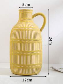 Set de 3 jarrones cerámicos bohemios, adecuados para sala de estar y dormitorio, jarrones para flores y plantas artificiales modernas de color amarillo, marrón y verde para decoración del hogar, decoración de oficina, vintage, rústico, estilo granja, regalo clásico