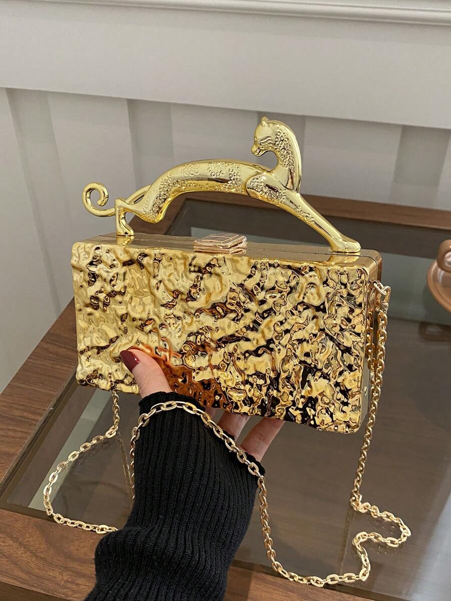 Luxury Gold Silver Women Party Evening Bag For Women Chain Clutch Handbag Purse Acrylic Transparent Crossbody Shoulder Bag Mini