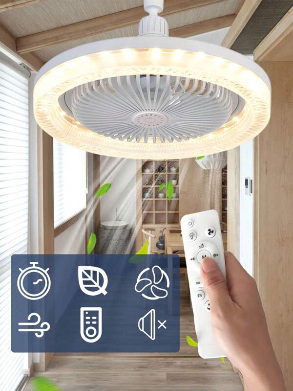 10.23 Inch LED Fan Light, 5 Fan Blades, 360° Flexible Steering, With Remote Control Function And Aromatherapy Function, Gift Perfume, Upgrade Crystal Mask, Adjustable Color Temperature Brightness Wind Speed, Timing Function, For Bedroom Living Room Study Shop