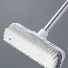 1pc Brush And Scraper In One + Pp And Stainless Steel Rubber Strip + Floor Brush Patio Cleaning Brush Can Brush And Scrape Bathroom Pool Cleaning Brush Different Sizes Available Recommended Wider Brush Head L Stainless Steel Extended Brush Head - White - View 11