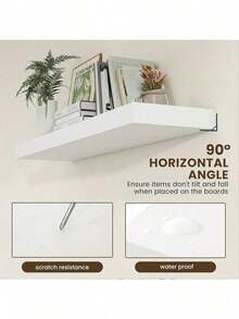 1 kệ nổi vô hình, giá lưu trữ tuyến tính vô hình - Thích hợp cho tường, giá treo tường phòng tắm, kệ trưng bày hiện đại bằng gỗ, giá sách; Phù hợp với phòng ngủ, phòng khách và nhà bếp - trắng - Xem 5