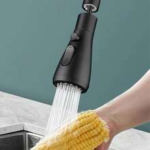 1pc Modern Kitchen Faucet Extender, 360° Swivel Spout, 3 Water Modes, Metal & Plastic, Includes 20-24mm Diameter Installation Adapter, Multi-Function Aerator, Shower & Scraper Water Outlet - Black - View 8