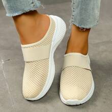 Women's Slip-On Mid-Top Casual Sports Shoes - Breathable Synthetic Cover & Mesh Upper, Vibrant Green & Orange Accents, EVA/PVC Cushioned Sole For All-Day Comfort - Versatile For Work, Running Errands & Casual Attire, Ladies Sneakers, Workwear Sneakers, Stylish Slipons, Modern Sneakers, Durable Traction, Comfortable Fit