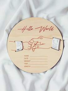 1 件手工制作的波西米亚风格激光切割人造木质新生儿出生公告板，配有医院 ID 手环架、宝宝出生名片、姓名和日期、婴儿房装饰照片道具、优雅的宝宝公告板、2D 图形设计