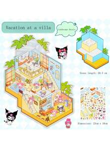 Sanrio 3D Sanrio Miniature Scene Stickers For Stress Relief, DIY Handmade Time-Killing Scrapbooking Stickers & Toys, School Supplies, Back To School
