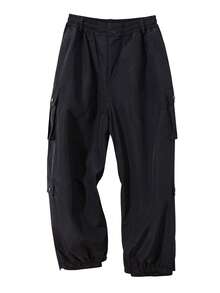 1pc Men's Hip Hop Warm Loose Cargo Ski Pants Super Loose Ski Pants Unisex Ski Sweatpants, Breathable, Warm, Wear-Resistant, Windproof, Waterproof Ski Outfits - Black - View 10