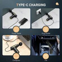 RAF Portable Rechargeable Fascia Massage Gun With 4 Replaceable Massage Heads, Deep Tissue Relaxation, USB Charging, Lithium Battery, 1800mAh Capacity, Sports And Outdoor Electronics Accessories