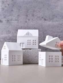2PCS/Set European House Storage Box Silicone Mold, DIY Creative Simple House Candle Cup Plaster Mold, Home Decoration Gift Ornaments Epoxy Resin Mold, Handicraft Production Epoxy Resin Casting Molds - White - View 6