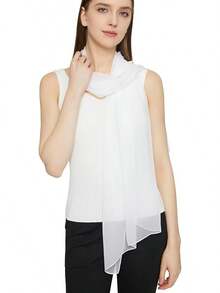 2025PANTONIGHT Long Chiffon Sheer Scarf For Womens - 073 White - View 12