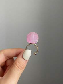 1 pieza Anillo abierto de acero inoxidable de resina clara de estilo minimalista elegante y artístico, adecuado para el uso diario, la calle, el festival de música, la fiesta o la ropa de noche - Multicolor - Ver 32