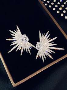 1对极简主义不对称全镶钻耳环（女士款） - 彩色 - 查看 4