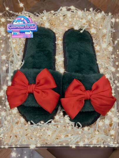 New Comfortable Soft-Soled Open-Toe Home Slippers With Lovely Lace & Pearl Design, Fashionable For Women. Women's Elegant Velvet Black, Blue, White, Red Bowknot Flat Plush Open Toe Slippers For Valentine's Day, Party And Home. High-Quality TPR Anti-Slip Durable Sole Slippers, Treat Yourself, I Love You, Valentine's Day Flat Women Slippers