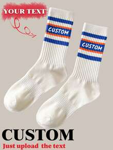 1 Pair Of Customized Crew Socks,Custom Face Socks, Couple Socks,Custom Photo Sock, Custom Printed Socks, Personalized Funny Face Socks, Custom Picture Socks, Put Any Face On The Socks, Anniversary Gift, Valentine Gift, Birthday Gift, Wedding Gift - Multicolor - View 5