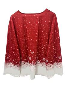 Suéter Feio de Natal Suéter Plus Size Feminino Moletom Gola V Manga Longa Estampa Engraçada de Rena e Floco de Neve Vermelho Ajuste Solto Casual de Inverno