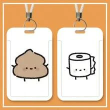 Conjunto de llavero integrado de protección de identificación para estudiantes, con diseño lindo de pareja, campus y Kaka, para tarjeta de comida, autobús y metro - Funda de cuerda de cuero - Ver 2