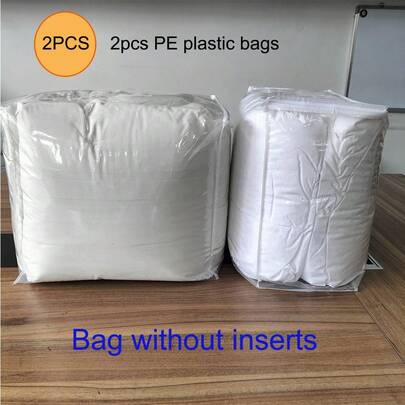 2 túi nhựa PE trong suốt có quai xách và khóa kéo, thích hợp để đựng chăn ga gối đệm, có 2 kích cỡ