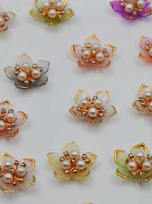 20/50/100 piezas Flor de 5 pétalos con borde dorado de 25mm para decoración DIY, adecuado para joyería, zapatos, ropa, bolsos, regalos