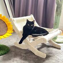 猫床，剑麻猫抓板，猫窝，宠物猫沙发床，猫日光浴椅，窗台猫躺椅 - 米色 - 查看 1