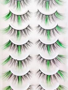 10 Pares de Cílios Coloridos A20-2 [Verde], Cílios Postiços de Falso Vison Macio em Formato de Olho de Gato, Alongam o Canto Externo, Aumentam o Tamanho dos Olhos, Adequados para Festivais, Férias, Encontros e Outras Ocasiões Cílios em Tiras, Cílios, Cílios Postiços, Cílios Falsos