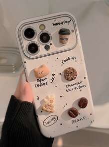 1pc Gucadi Splatter Paint 3D Coffee Bear Leather Phone Case Compatible With IPhone Apple 16/15/14/13/12/11 Series, Cute Cartoon Kawaii Big Window Shockproof Phone Protective Cover Waterproof Anti-Fall Scratch Resistant