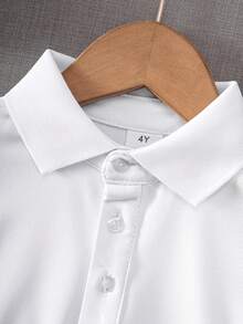 Áo thun polo tay ngắn màu đỏ cổ điển cho bé trai, thích hợp cho các buổi đi chơi, tụ tập và biểu diễn thường ngày - trắng - Xem 4