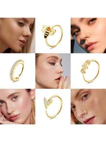 Milacolato 12PCS Nose Rings Hoop 20G Nose Rings For Women Surgical Stainless Steel Nose Piercing Dangle Nose Ring Cartilage Earring Jewelry - 彩色 - 查看 4
