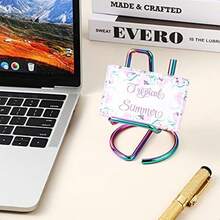 2 Pieces Metal Business Card Holder For Desk Cell Phone Stand Elegant Line Business Card Display Holder Stand Office Desktop ID Name Organizer-0382