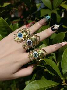 1pc Fashionable Metal Spider Eye Ring, Suitable For Daily Wear