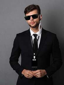 2/4/8件套情人节派对服装圣诞舞会角色扮演黑衣人特工配件，特工服装套装秘密安全局服装配件包，包括领带、黑色太阳镜、耳机和身份卡，适合青少年和成人角色扮演，耳机和对讲机，特工领带和眼镜，特工耳塞和对讲机，MIB徽章卡。圣诞节、狂欢节之夜、平安夜、新年派对角色扮演外星人，黑衣人保镖服装。 - 彩色 - 查看 2