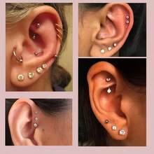 2 件套耳洞穿刺套装一次性无菌耳洞穿刺器，含 5 件不锈钢替换耳钉，男女通用，易于使用的耳钉枪，带硅胶垫