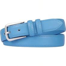 Multicolored Leather Waist Belt With Pin Buckle For Jeans - 天藍色 - 查看 2