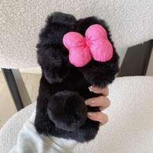 兔子蝴蝶结毛绒爱心手机壳适用于 16 Pro Max、11/12/13/14/15/16 Pro Max、Galaxy S25/S22/23/24+、A04/A05/A14/A15/A24/A25/A34/A54、OPPO、VIVO、Redmi 13C+、Redmi NOTE 14/13C/12/11 PRO、Enjoy/Honor Phones 防水防震防摔防刮