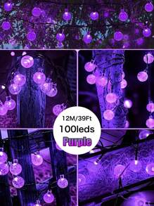 Lumières solaires LED extérieures étanches 20/50/100 LED (blanc chaud, multicolore/blanc) Guirlande de 5 m/7 m/12 m de boules de cristal et de bulles. Lumières solaires extérieures à bulles avec capteur de lumière, 8 modes d'éclairage scintillants. Guirlande de lumière solaire convenant pour le jardin, le camping, le patio, les mariages, les fêtes, Halloween et Noël
