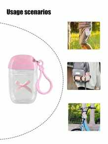 粉色透明空瓶洗手液配粉色丝带蝴蝶结，30ml，旅行装，支架挂钩钥匙扣，粉色翻盖，盖子可重复使用，便携式空瓶可重新填充，化妆品容器，适用于液体乳液，旅行必需品，宿舍必需品，适合女性，妈妈，老师，朋友，学生，返校和老师，情人节礼物，母亲节礼物，1盎司（约28.3克） - 彩色 - 查看 6
