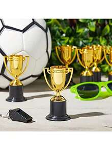 6Pcs Plastic Golden Mini  Trophy Fun Trophy For Sports Classroom And Office Rewards Party Gifts