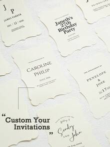 个性化彩色波浪边邀请函 CAD 定制 1/5/10/20 件婚礼生日和场合庆祝 - 周年纪念卡、圣诞节带隐私名片定制贺卡和信封生日卡感谢卡礼品卡，多功能，定制纸艺，个性化周年纪念日情人节母亲节生日父亲节毕业典礼婚礼乔迁 - 多色 - 查看 1