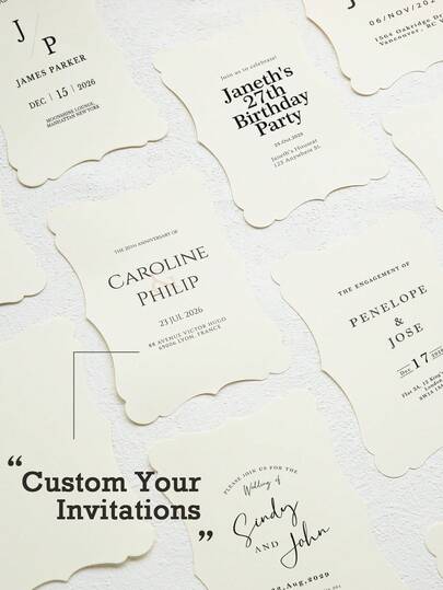 Personalized Colorful Wavy-Edged Invitations Cads Customized 1/5/10/20PCS Wedding Birthday & Occasion Celebration - Anniversary Card,Christmaswith Privacy Name Card Customized Greeting Cards And Envelopes Birthdaycard Thank-You Cards Gift Cards, Multi-Functional, Custom Papercrafts, Personalized For Anniversaries For Valentine's Day For Mother's Day For Birthdays For Father's Day For Graduation For Weddings For Housewarming