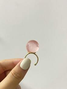 1 pieza Anillo abierto de acero inoxidable de resina clara de estilo minimalista elegante y artístico, adecuado para el uso diario, la calle, el festival de música, la fiesta o la ropa de noche - Multicolor - Ver 34