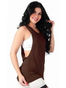 Work Fitness Kit 2 Women's Long Sleeve Tank Top Gym - 灰色和棕色 - 查看 4