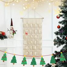 Christmas Advent CalendarChristmas Decorating SuppliesPerfect Christmas GiftsReusable Pocket Hanging BagsEco Linen Liner FabricChristmas Prints42 X 20 Inch 24 PocketsChristmas Countdown Calendar